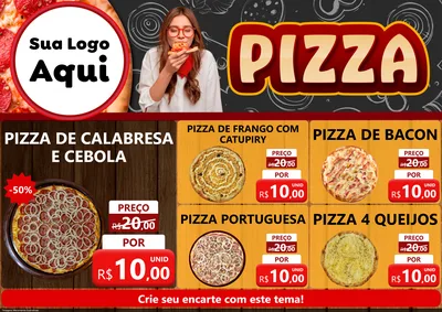 Modelo de Encarte para Encarte A4 Horizontal com o tema Pizza para Pizzaria