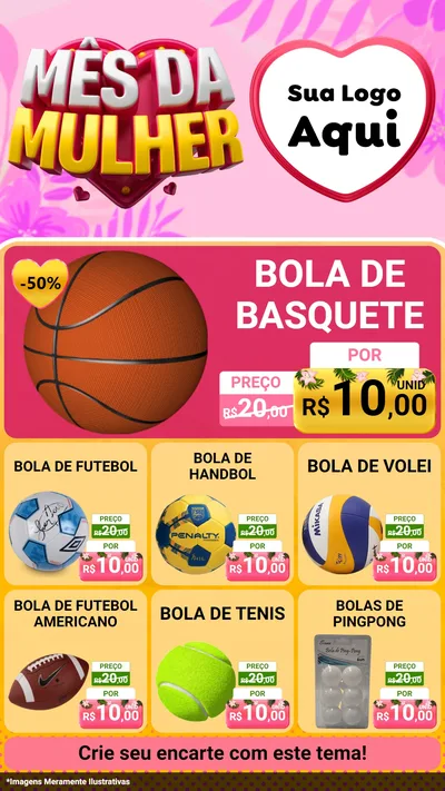 Modelo de Rede Social para Stories com o tema Mês da Mulher para Artigos Esportivos