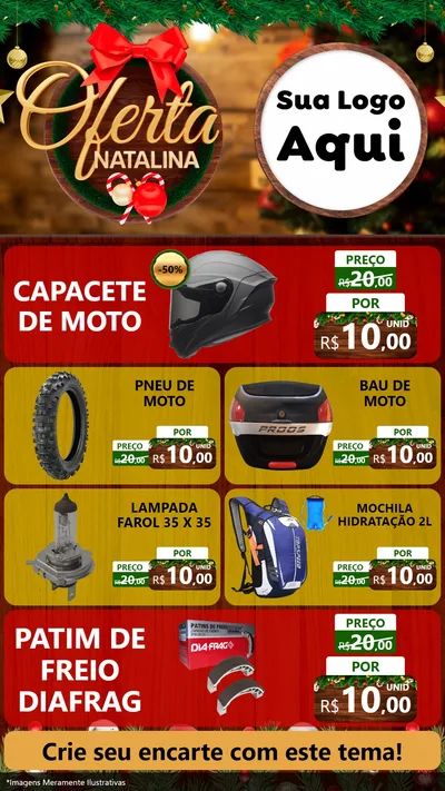 Modelo de TV para TV Vertical com o tema Ofertas Natalina para Moto peças