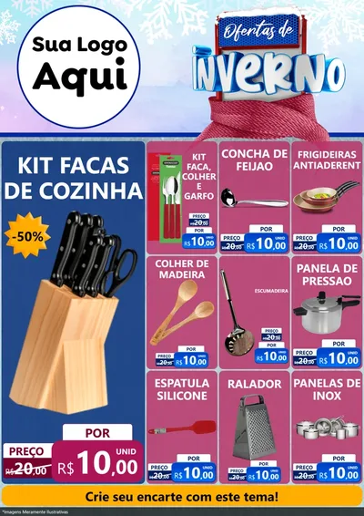 Modelo de Encarte para Encarte A4 Vertical com o tema Ofertas de Inverno para Utilidades Domésticas