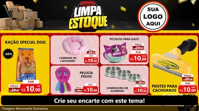Modelo de TV para TV Horizontal com o tema Operação Limpa Estoque para Pet Shop