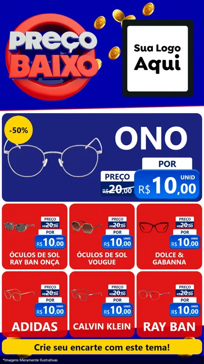 Modelo de Rede Social para Stories com o tema Preço Baixo para Óticas