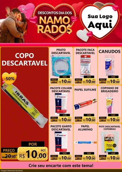 Modelo de Encarte para Encarte A4 Vertical com o tema Descontos Dia dos Namorados para Embalagens
