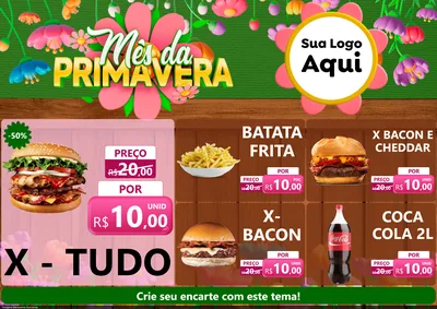 Modelo de Encarte para Encarte A4 Horizontal com o tema Mês da Primavera para Hamburgueria