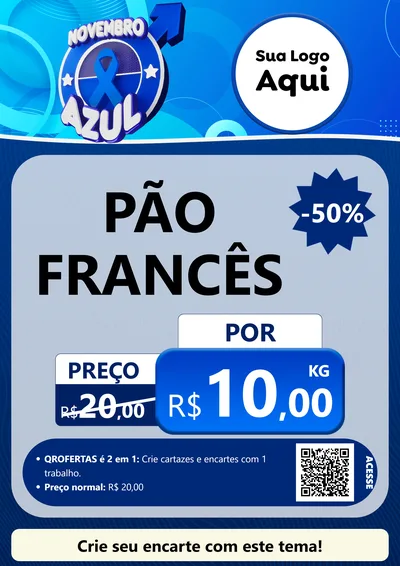 Modelo de Cartaz para Cartaz A4 Vertical com o tema Novembro Azul para Padaria