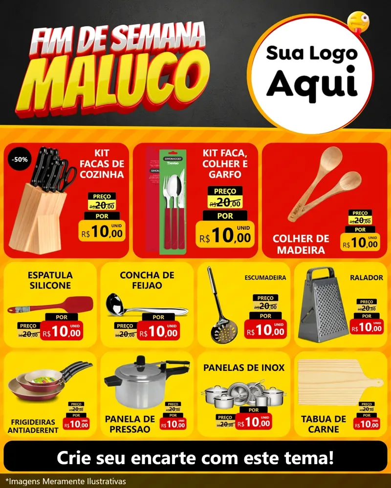 Modelo de Rede Social para Feed Instagram com o tema Final de Semana Maluco para Utilidades Domésticas