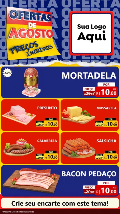 Modelo de TV para TV Vertical com o tema Ofertas de Agosto - Preços Incríveis para Frios e Laticínios
