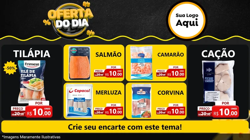 Modelo de TV para TV Horizontal com o tema Oferta Do Dia para Peixaria