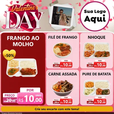 Modelo de Rede Social para Feed Facebook com o tema Valentine's Day para Restaurante