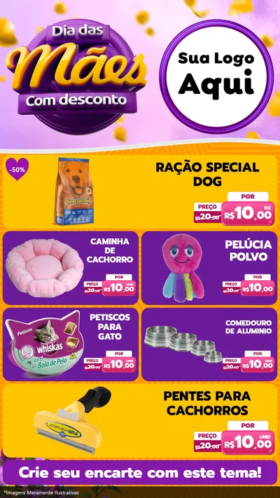 Modelo de TV para TV Vertical com o tema Dia das Mães com Desconto para Pet Shop