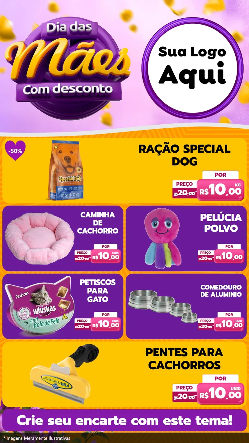 Modelo de TV para TV Vertical com o tema Dia das Mães com Desconto para Pet Shop