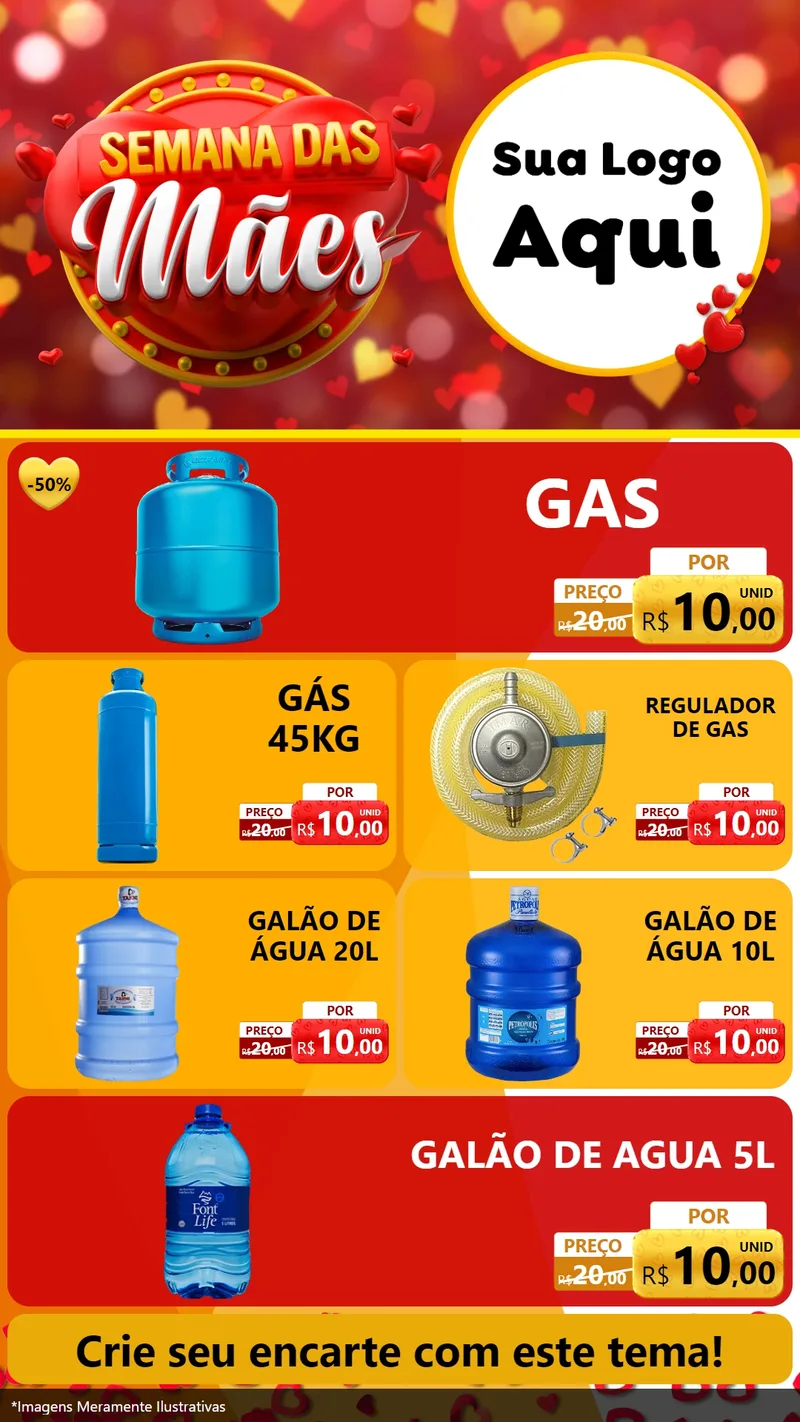Modelo de TV para TV Vertical com o tema Semana das Mães para Água e gás