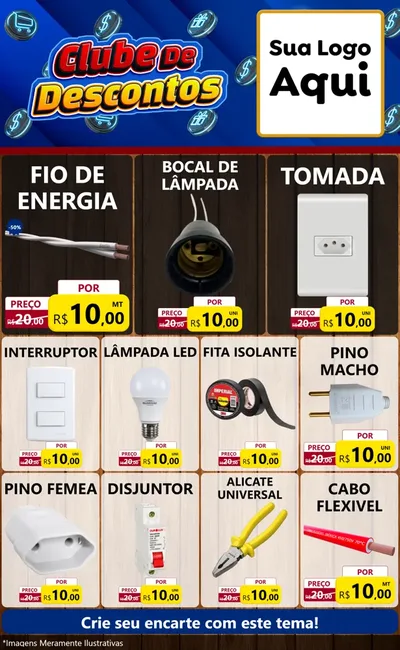 Modelo de Encarte para Encarte Grande com o tema Clube de Descontos para Materiais Elétricos