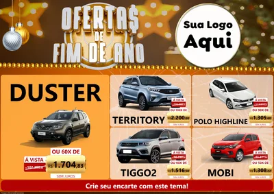 Modelo de Encarte para Encarte A4 Horizontal com o tema Ofertas de Fim de Ano para Concessionaria de Carros