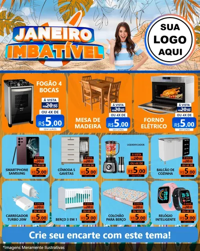 Modelo de Rede Social para Feed Instagram com o tema Janeiro Imbatível para Móveis e Eletro