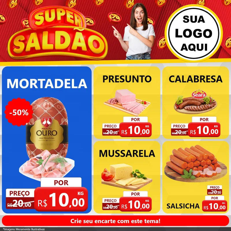 Modelo de Rede Social para Feed Facebook com o tema Super Saldão para Frios e Laticínios