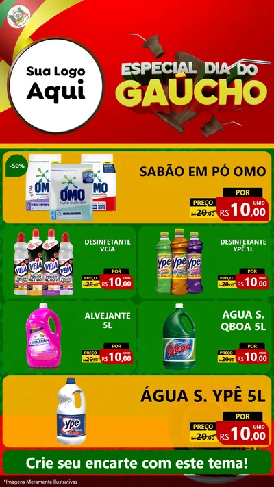 Modelo de TV para TV Vertical com o tema Especial Dia do Gaúcho para Produtos de Limpeza