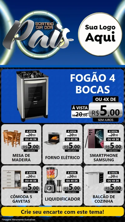 Modelo de Rede Social para Stories com o tema Sorteio Dia Dos Pais para Móveis e Eletro