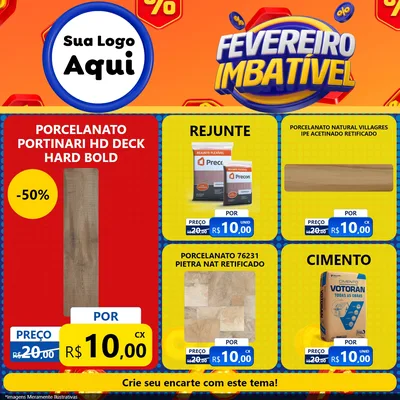 Modelo de Rede Social para Feed Facebook com o tema Fevereiro Imbatível para Pisos e revestimentos