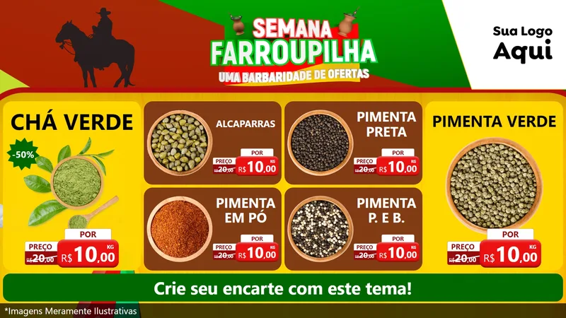 Modelo de TV para TV Horizontal com o tema Semana Farroupilha - Uma Barbaridade de Ofertas para Produtos Naturais
