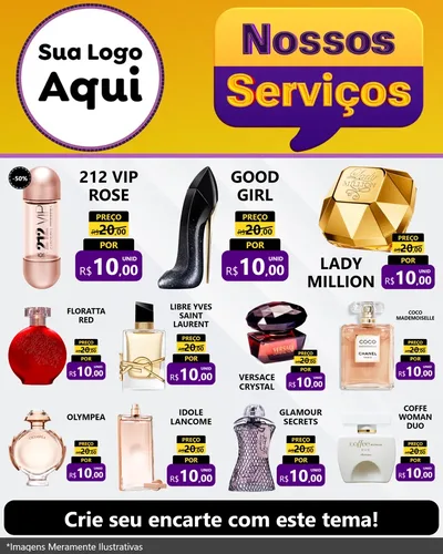 Modelo de Rede Social para Feed Instagram com o tema Nossos Serviços para Perfumes