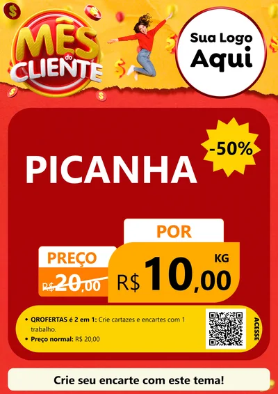 Modelo de Cartaz para Cartaz A4 Vertical com o tema Mês do Cliente para Açougue