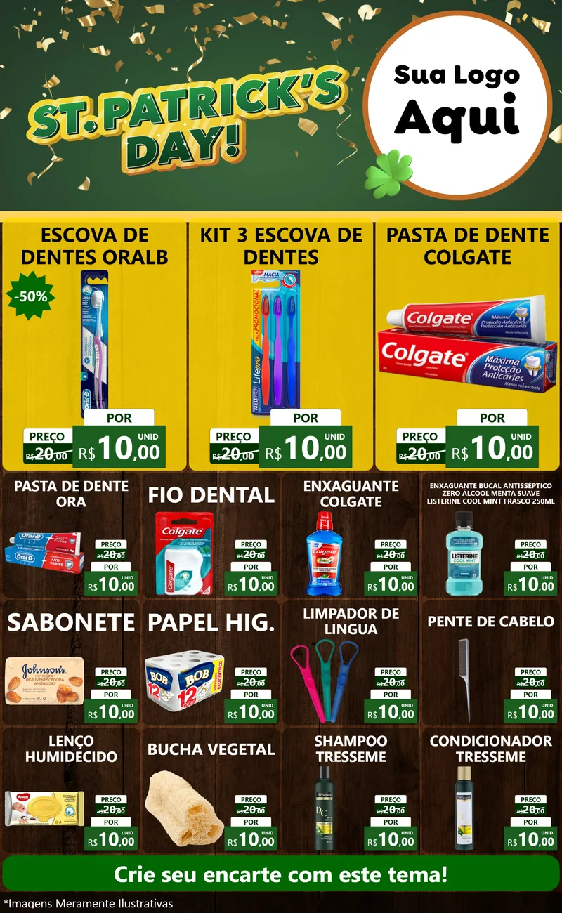 Modelo de Encarte para Encarte Grande com o tema St Patriks Day para Higiene Pessoal