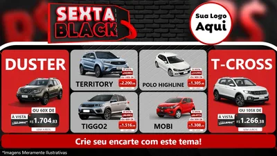 Modelo de TV para TV Horizontal com o tema Sexta Black para Concessionaria de Carros