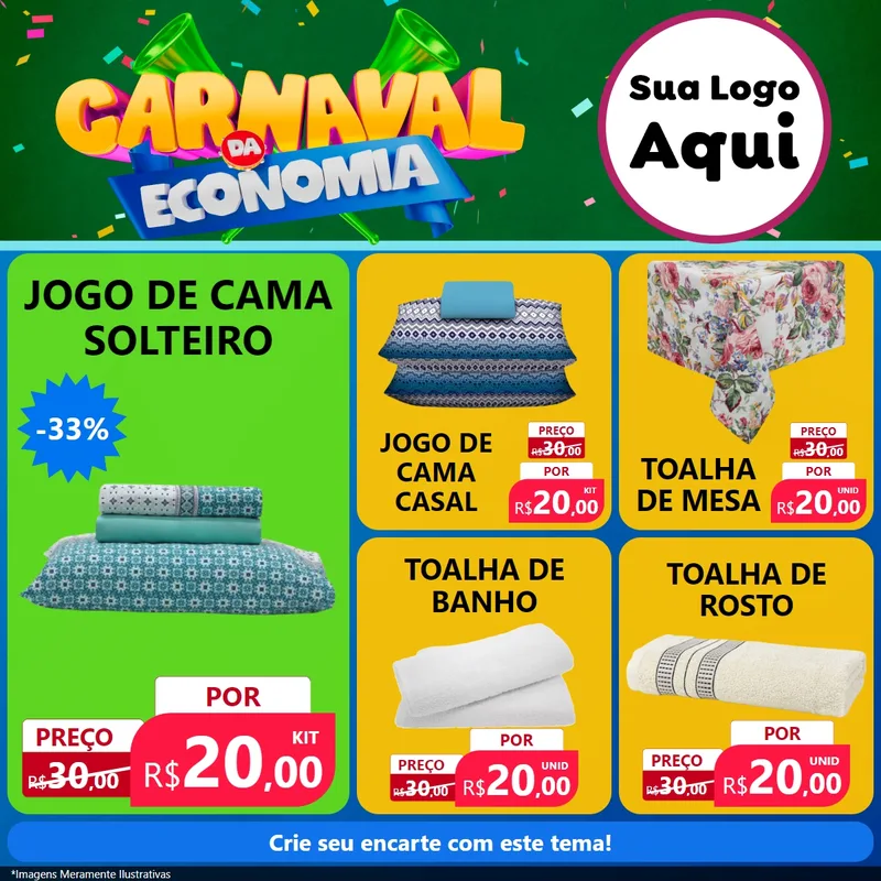 Modelo de Rede Social para Feed Facebook com o tema Carnaval da Economia para Cama, Mesa e Banho