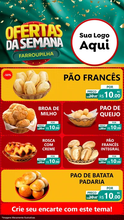Modelo de TV para TV Vertical com o tema Ofertas da Semana Farroupilha para Padaria