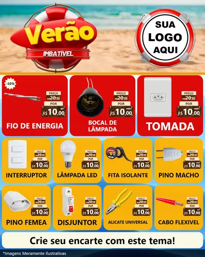 Modelo de Rede Social para Feed Instagram com o tema Verão Imbatível para Materiais Elétricos
