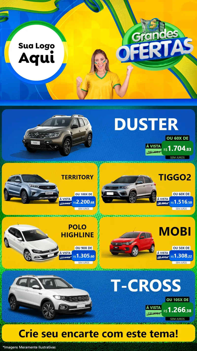 Modelo de TV para TV Vertical com o tema Grandes Ofertas para Concessionaria de Carros
