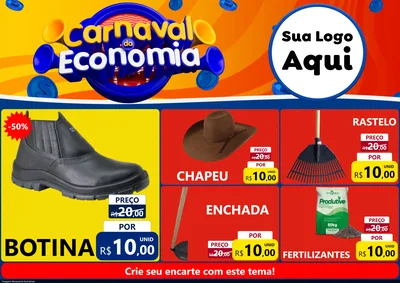 Modelo de Encarte para Encarte A4 Horizontal com o tema Carnaval da Economia para Agropecuária