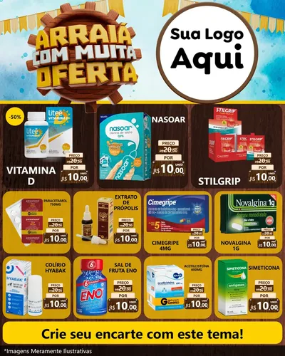 Modelo de Rede Social para Feed Instagram com o tema Ofertas de São João - Junina para Farmácia