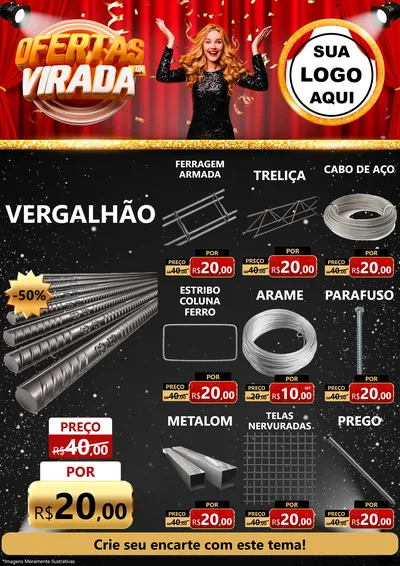 Modelo de Encarte para Encarte A4 Vertical com o tema Ofertas da Virada para Ferragens