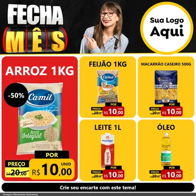 Modelo de Rede Social para Feed Facebook com o tema Fecha Mês para Supermercado