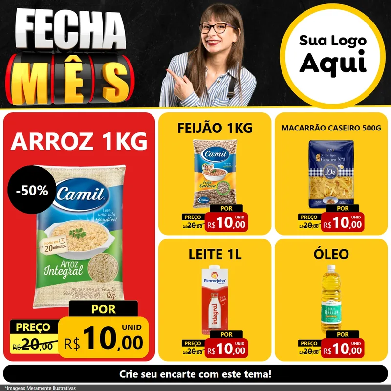 Modelo de Rede Social para Feed Facebook com o tema Fecha Mês para Supermercado