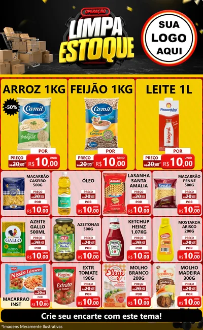 Modelo de Encarte para Encarte Grande com o tema Operação Limpa Estoque para Supermercado