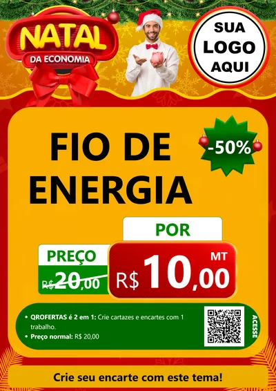 Modelo de Cartaz para Cartaz A4 Vertical com o tema Natal da Economia para Materiais Elétricos