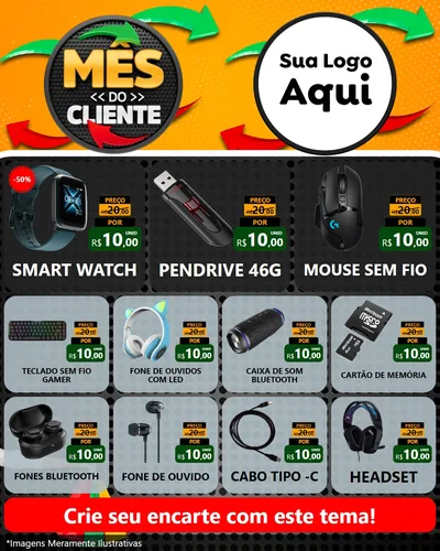 Modelo de Rede Social para Feed Instagram com o tema Mês do Cliente para Informática