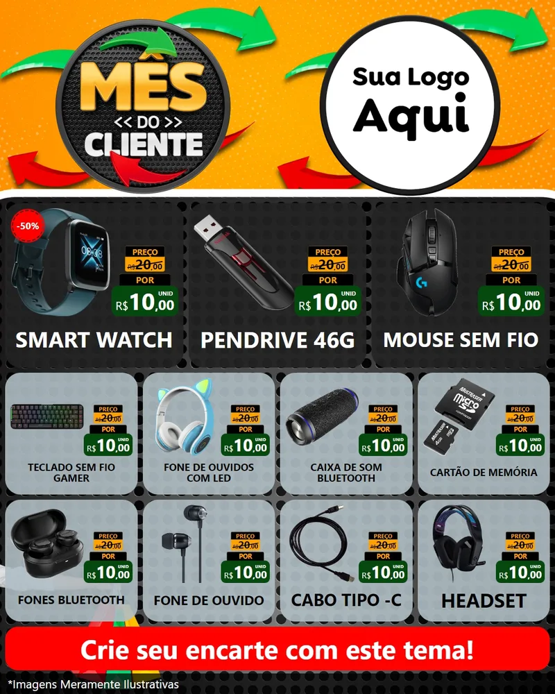 Modelo de Rede Social para Feed Instagram com o tema Mês do Cliente para Informática
