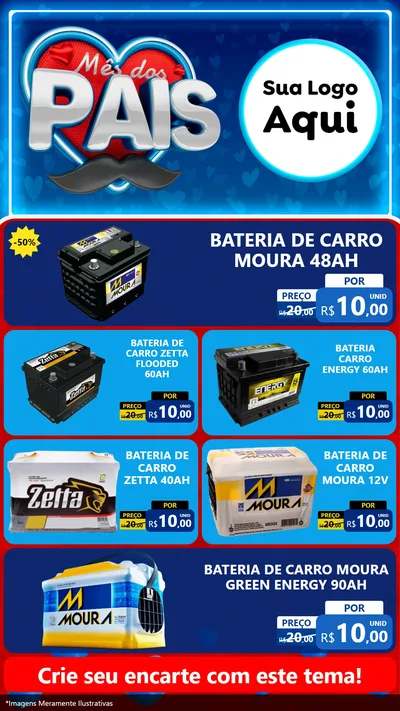 Modelo de TV para TV Vertical com o tema Mês Dos Pais para Baterias Elétricas