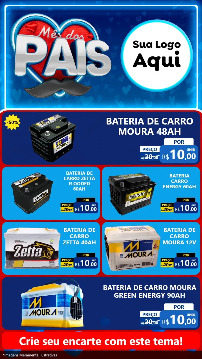 Modelo de TV para TV Vertical com o tema Mês Dos Pais para Baterias Elétricas