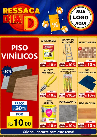 Modelo de Encarte para Encarte A4 Vertical com o tema Ressaca Dia D para Material para Construção