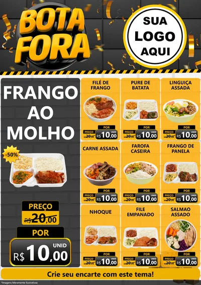 Modelo de Encarte para Encarte A4 Vertical com o tema Bota Fora para Restaurante