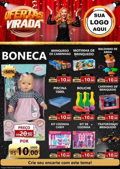 Modelo de Encarte para Encarte A4 Vertical com o tema Ofertas da Virada para Brinquedos