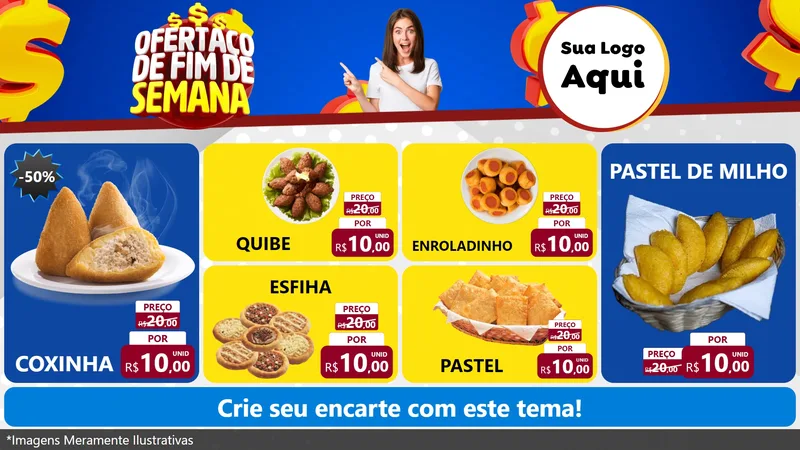 Modelo de TV para TV Horizontal com o tema Ofertaço de Fim de Semana para Salgadaria