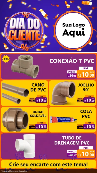 Modelo de TV para TV Vertical com o tema Dia do Cliente para Tubos e conexões