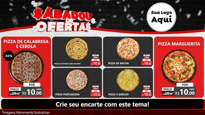 Modelo de TV para TV Horizontal com o tema Sabadou de Ofertas para Pizzaria