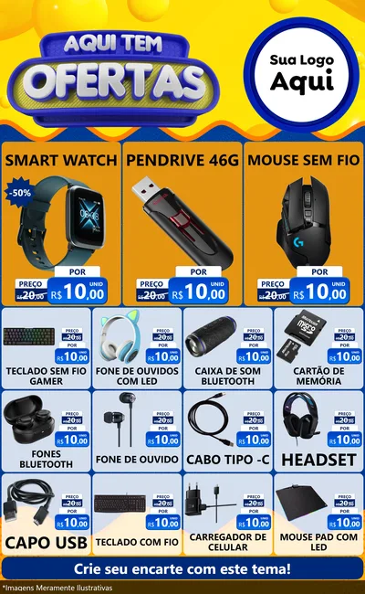 Modelo de Encarte para Encarte Grande com o tema Aqui Tem Ofertas para Informática